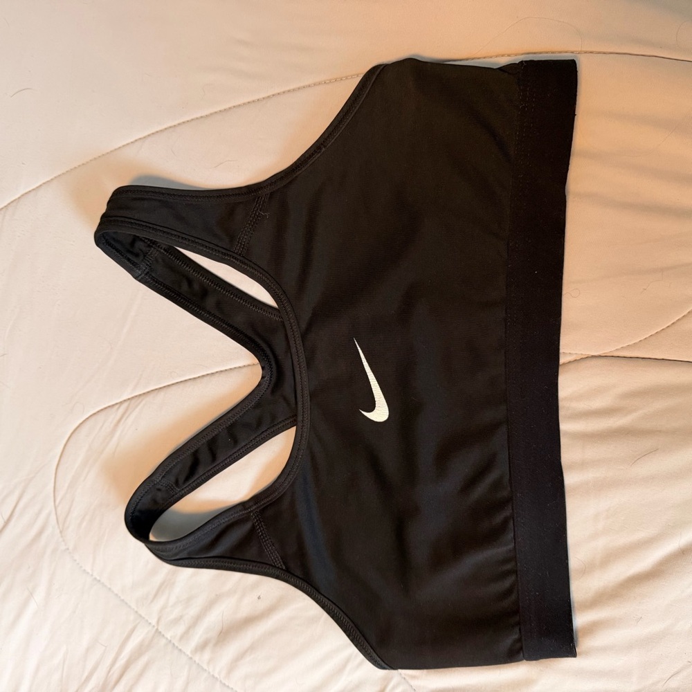 Nike Women's Black Sports Bra with White Logo